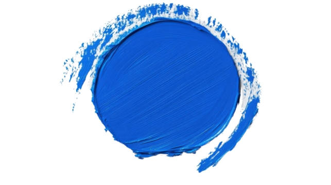 Blue paint stroke forming a circle on transparent background - Powered by Adobe