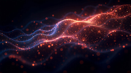 Obraz premium Glowing Waves of Data Infused with AI Learning Algorithms