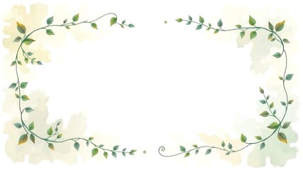 Elegant Greenery Frame with Watercolor Background for Invitations