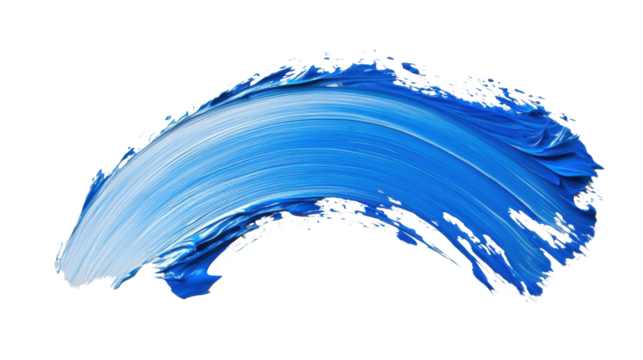 Blue paint brush stroke on transparent background