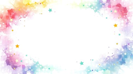 Colorful watercolor background with stars and playful pastel hues
