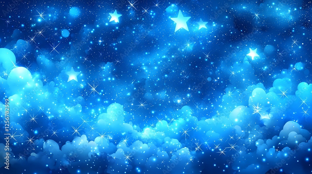 Canvas Prints Night Sky, Clouds, Stars, Glowing, Fantasy, Background, Design, Illustration