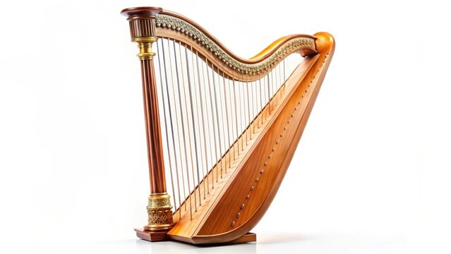 Celtic Harp on White Background