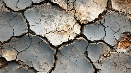 Fototapeta premium Close-up shot of cracked earth, showcasing the aridity of the land. A striking depiction of environmental dryness. Macro Texture Backgrounds.