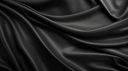 Obraz premium Luxurious black fabric abstract folds for fashion and design texture
