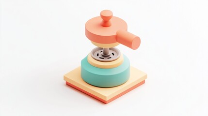 Pastel coffee grinder, isometric design, white background, kitchen appliance