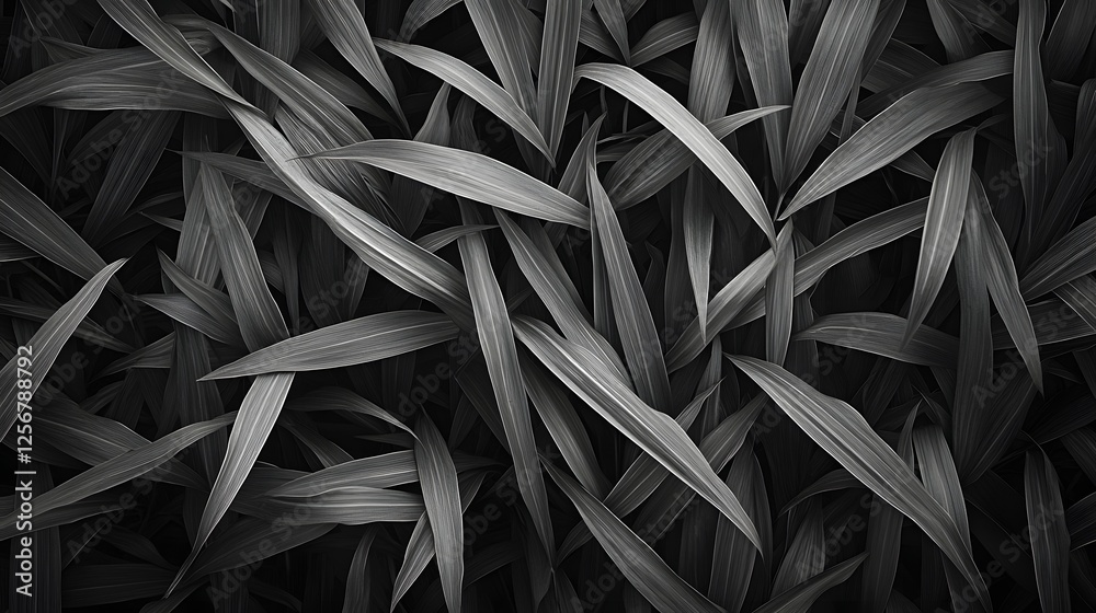 Aufkleber close-up grayscale photograph of dense foliage, showcasing intricate leaf textures and patterns. mac