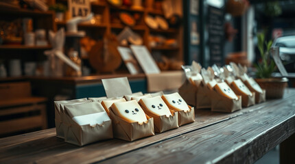 Handmade goods booth stand with cute soaps