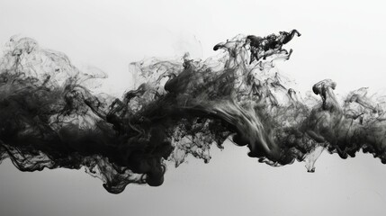 Swirling Black Smoke Gracefully Dancing Across a White Background