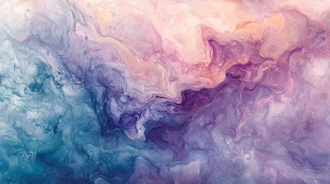 Ethereal Abstract Swirls of Blue and Purple in Soft Pastel Shades