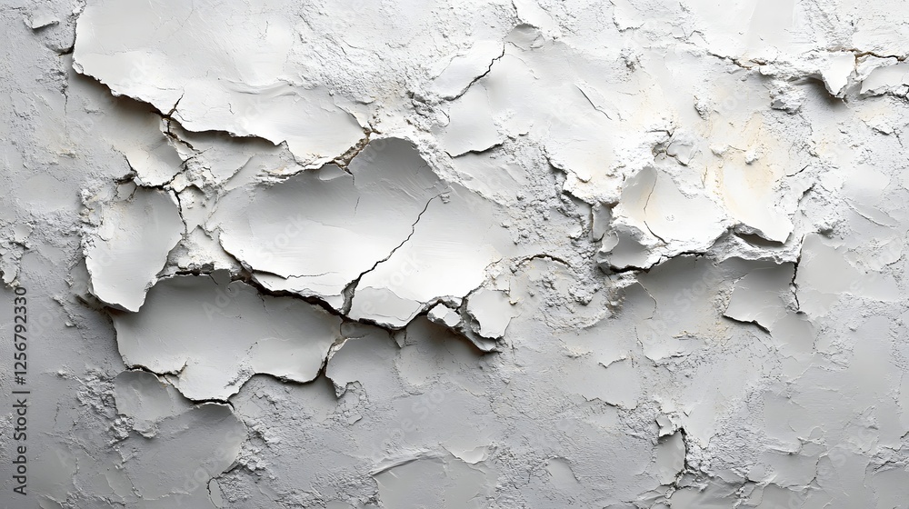 Poster close-up of a cracked white surface. shows texture and decay. macro texture backgrounds. abstract cr