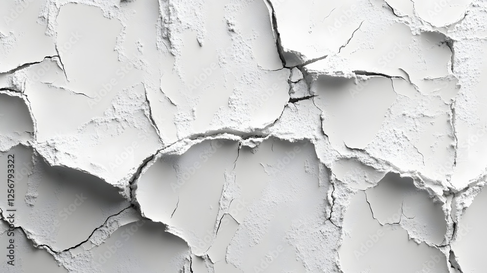 Poster close-up abstract image of white powder with cracks and crumbles, showcasing texture and detail. min