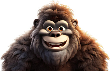Friendly Cartoon Bigfoot Character Adorable 3D Rendered Yeti Happy Expression Furry Creature
