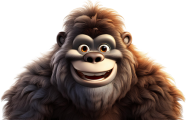 Friendly Cartoon Bigfoot Character Adorable 3D Rendered Yeti Happy Expression Furry Creature