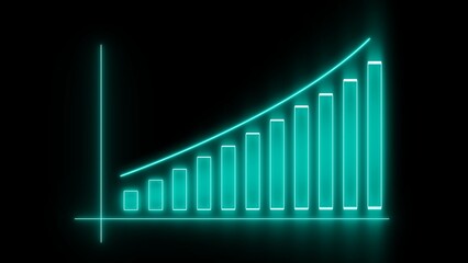 glowing neon business graph illustration . on a black background.and creating a illustration stunning .