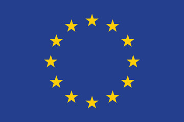 Flag of the European Union. EU flag. The official ratio. Flag icon. Standard color. Standard size. A rectangular flag. Computer illustration. Digital illustration.