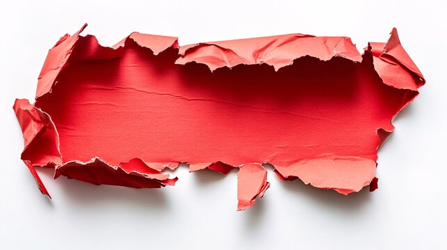 Red torn paper creating a blank rectangular shape