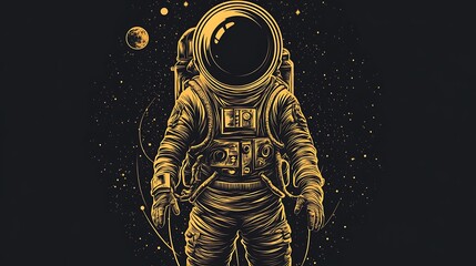 Fototapeta premium Golden Astronaut in Space