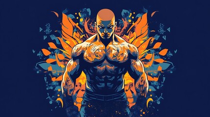 Powerful muscular man graphic design, possible apparel art