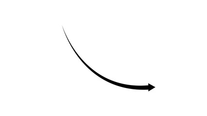 Business graph chart with down trend  arrow black color illutretion on black background.
