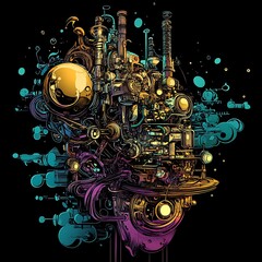 Abstract steampunk machine
