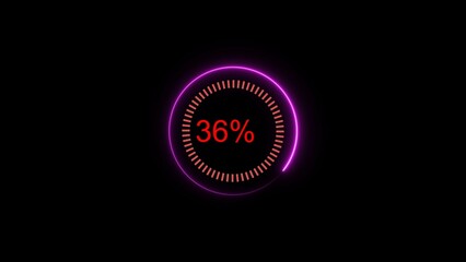 Science Futuristic Loading Circle Ring. Loading  illustration 0-100% in blue science effect. light purple  futuristic circle  illustration on black screen.