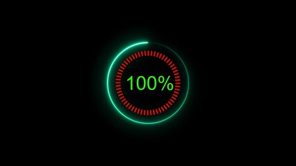 Science Futuristic Loading Circle Ring. Loading  illustration 0-100% in blue science effect. light purple  futuristic circle  illustration on black screen.