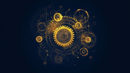 Fototapeta premium Abstract gears, futuristic, technology, graphic design, digital art