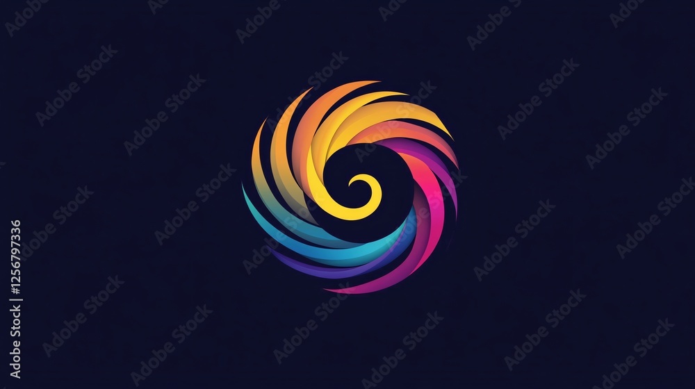 Poster colorful abstract swirl logo design element forming a circle