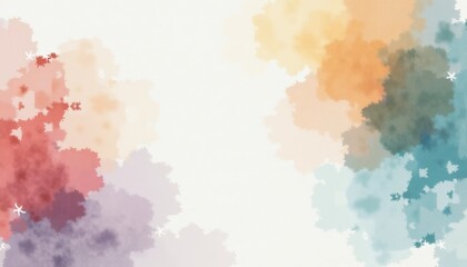  Pastel Clouds Abstract Painting in Watercolor Style in Soft Colors