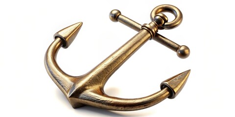 Golden Anchor on White Background