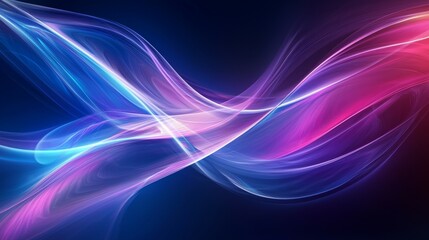 Fototapeta premium Abstract Light Waves in Vibrant Blue and Pink Colors on Dark Background