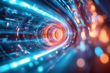 Obraz premium Dynamic futuristic abstract background with glowing blue and red motion streaks