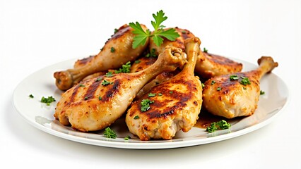 Delicious Roasted Chicken Drumsticks on a White Plate