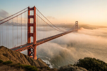 Golden Gate Bridge in the morning fog