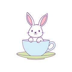 Adorable Rabbit in Teacup Clipart