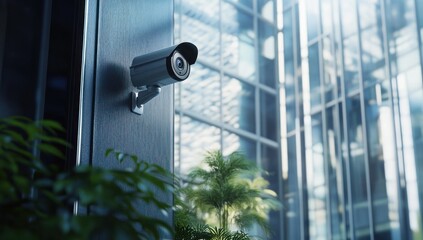 Security Camera on Modern Building Exterior