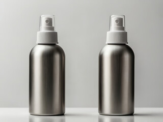 two clear unbranded spray bottles just on a pure white background