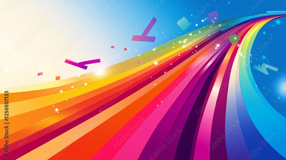 Poster Colorful lines flowing upwards creating abstract background