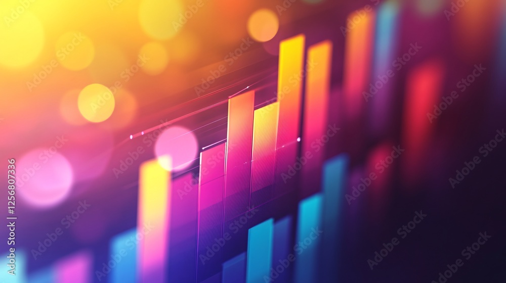Poster abstract colorful chart graphic showing growth and success