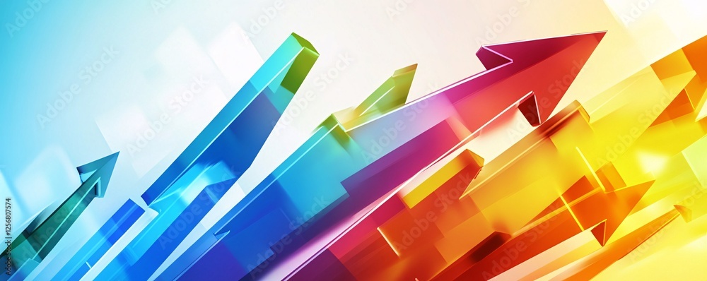 Poster colorful arrows pointing up representing business success