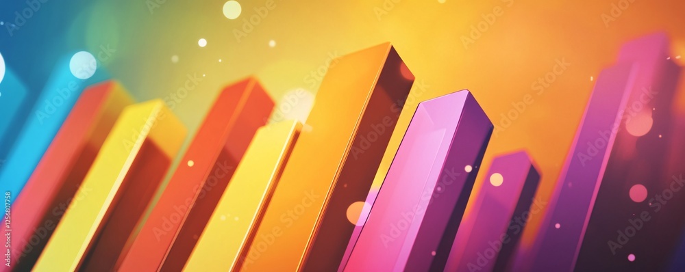 Aufkleber colorful bars increasing size representing growth on gradient background