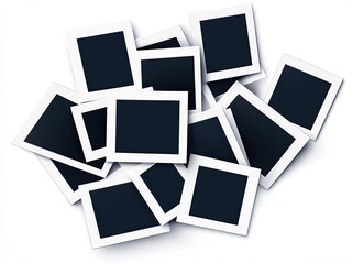 A Pile of Blank WhiteBordered Instant Photos Ready for Memories
