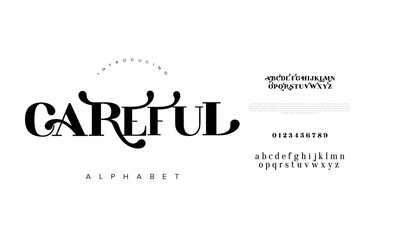 Careful typography beauty fashion elegant minimalist serif italic fonts decorative wedding vintage retro logos. Minimal luxury font alphabet logo. Vector illustration