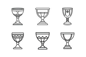 chalice icon line art vector illustration