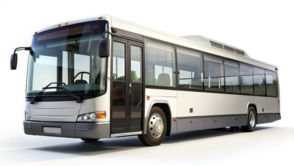 City Bus, Public Transportation Vehicle, Isolated on White