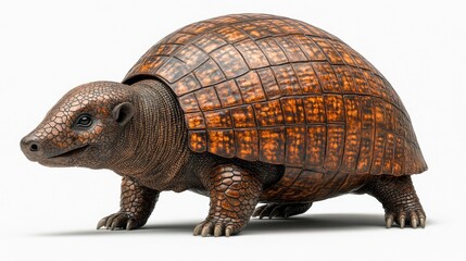 Fototapeta premium Realistic turtle sculpture showcasing detailed shell and lifelike features against a plain background