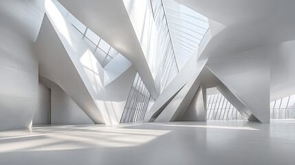 Obraz premium Interior design of architectural space with white background and minimalist elements3