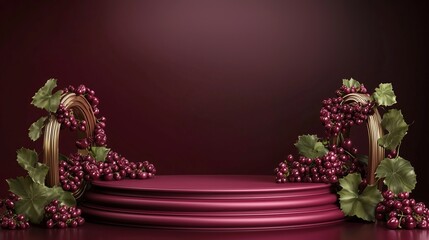 Classic Greco-Roman Inspired Empty Podium with Grapevine Decorations