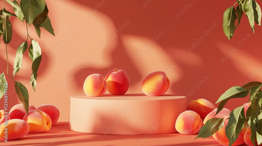 Poster hyperrealistic empty podium with soft matte textured background